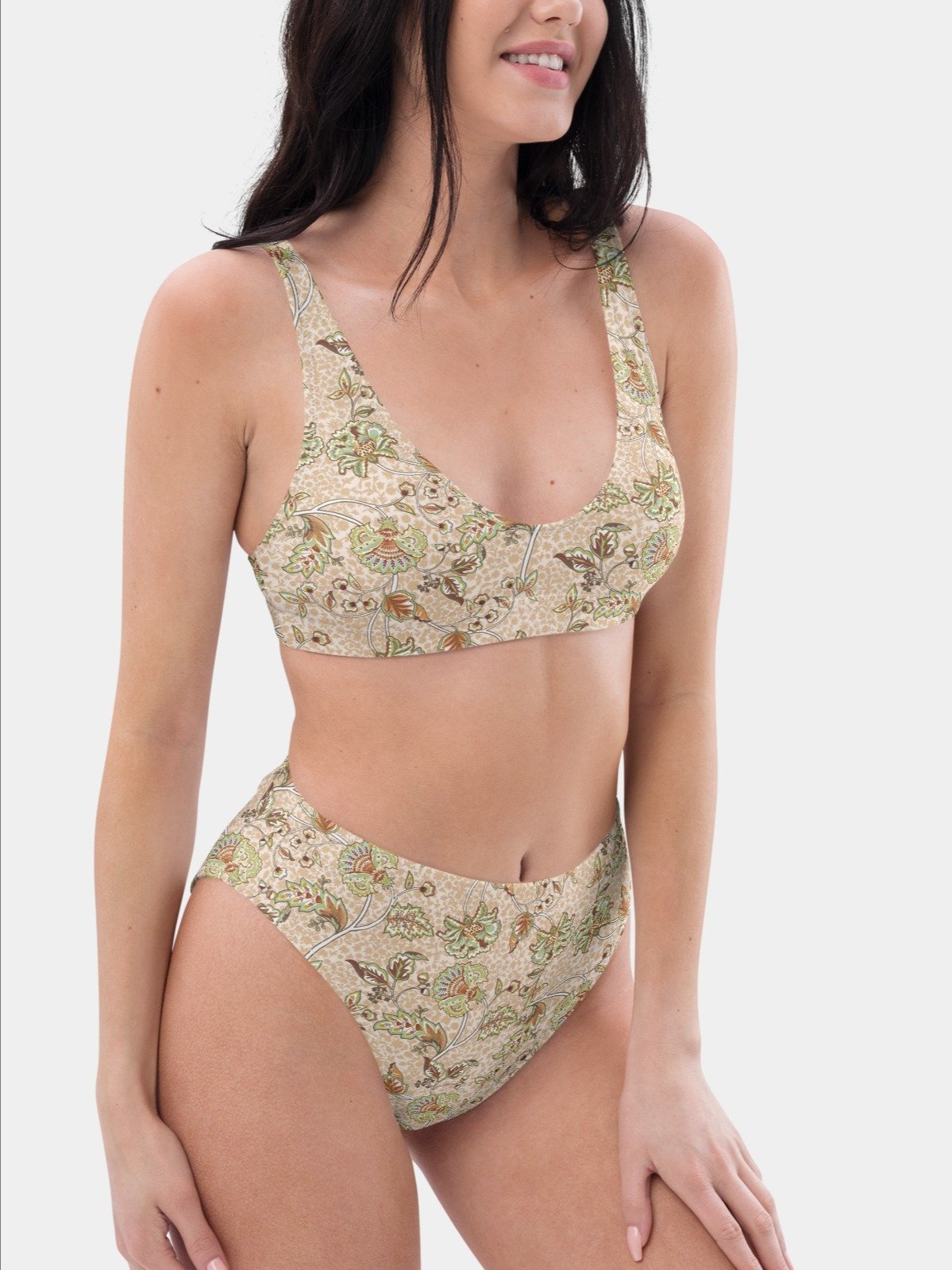 Padded Bikini Top "Elegant Neutral Beige Chintz" product image (6)