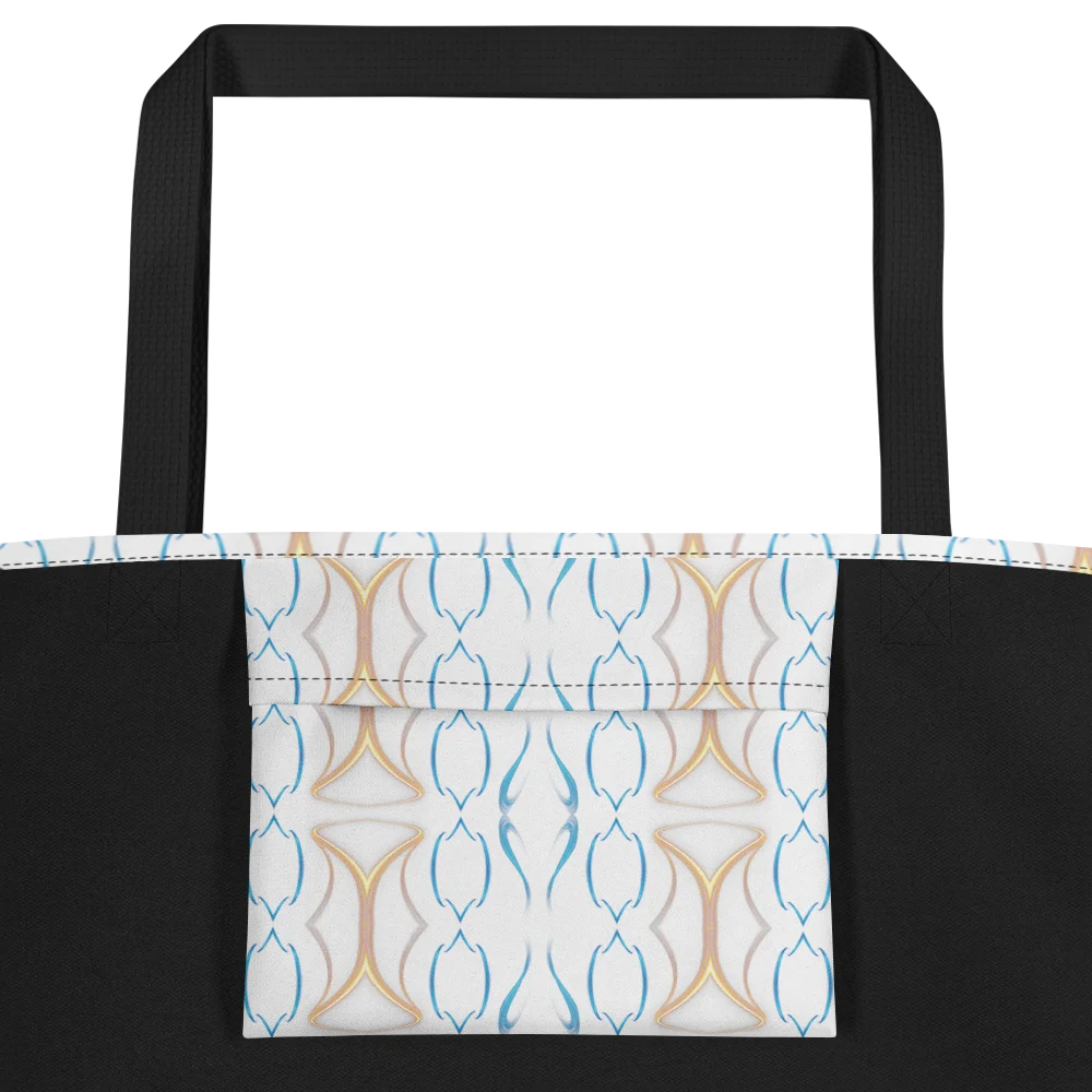 Azure Peach Harmony: Elegantes Ornament-Design Intricate Elegance Large Tote Bag product image (4)