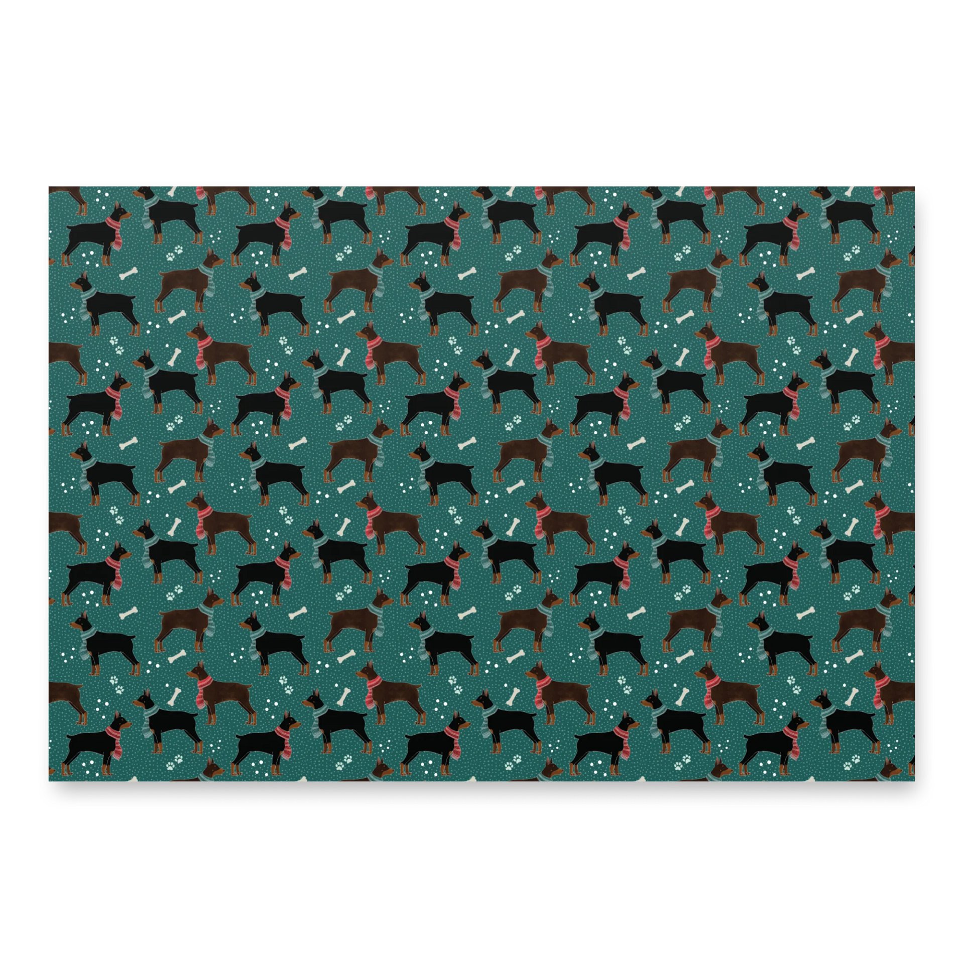 Winter Dobermans in Scarves Pattern Wrapping Paper, 3 Pack product image (2)