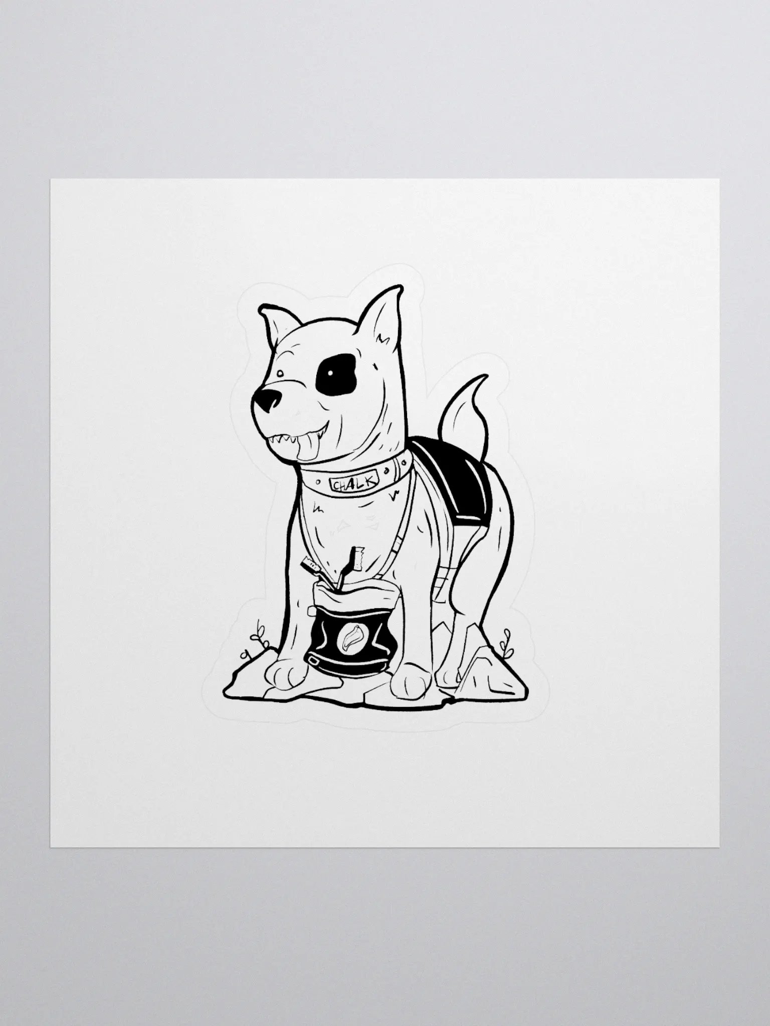 Chalk rock climbing dog sticker product image (1)