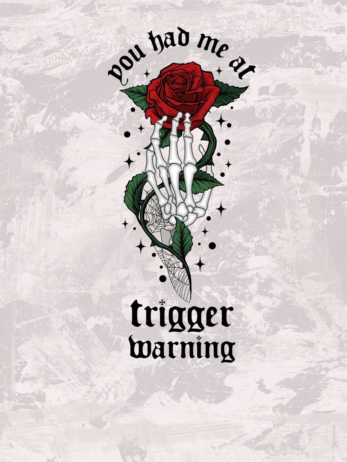 Cat and Mouse, Trigger Warning, Dark Romance Book Lover Line Art PNG, Skeleton Rose Sublimation Design Shirt, Sticker, Digital Download product image (6)
