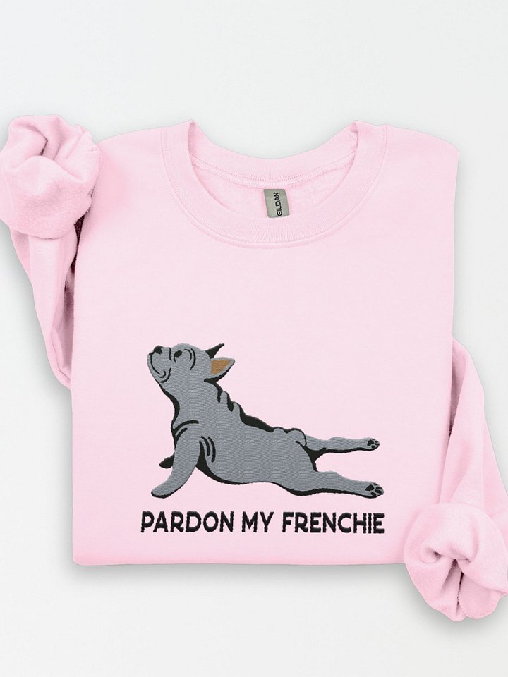 Pardon My Frenchie Sweatshirt (Embroidered) of a French Bulldog(Blue) product image (1)
