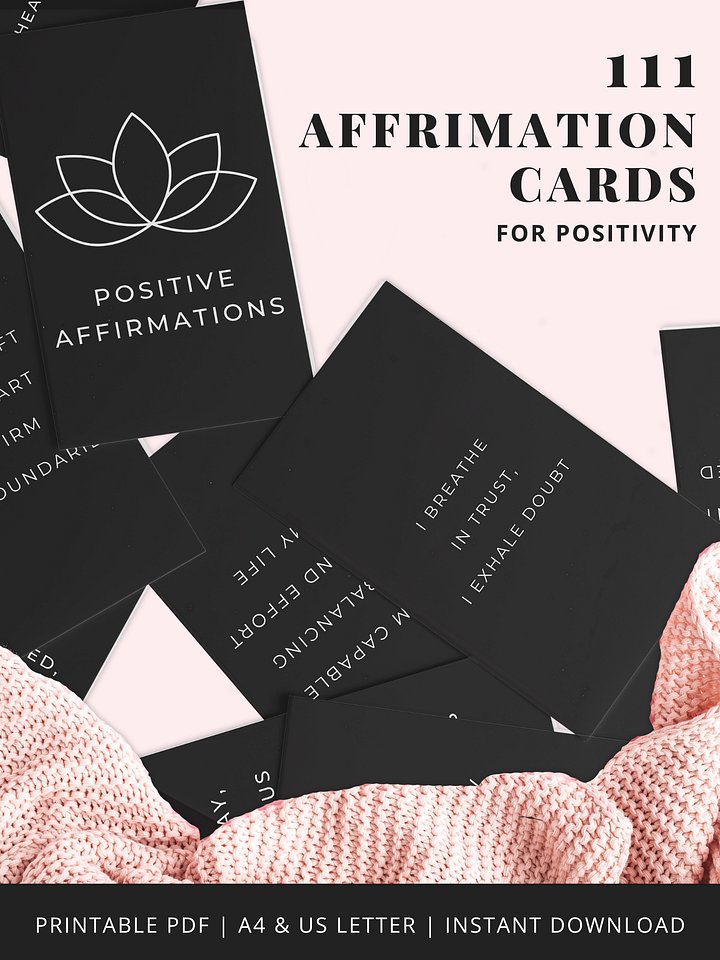 111 Affirmation Cards for Positivity Printable Digital Download product image (1)