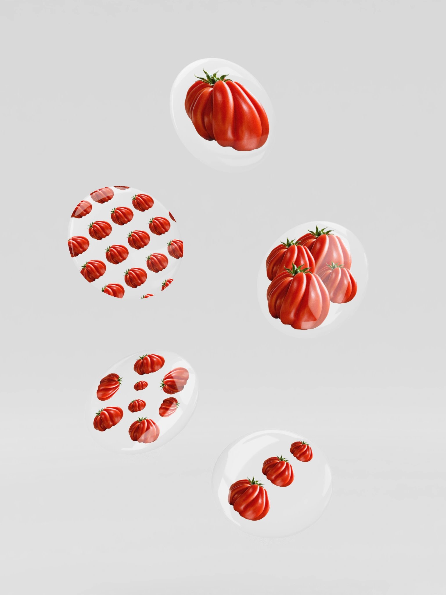 Juicy Heirloom Red Tomato Ribbed Fruit Pin Button Set product image (3)