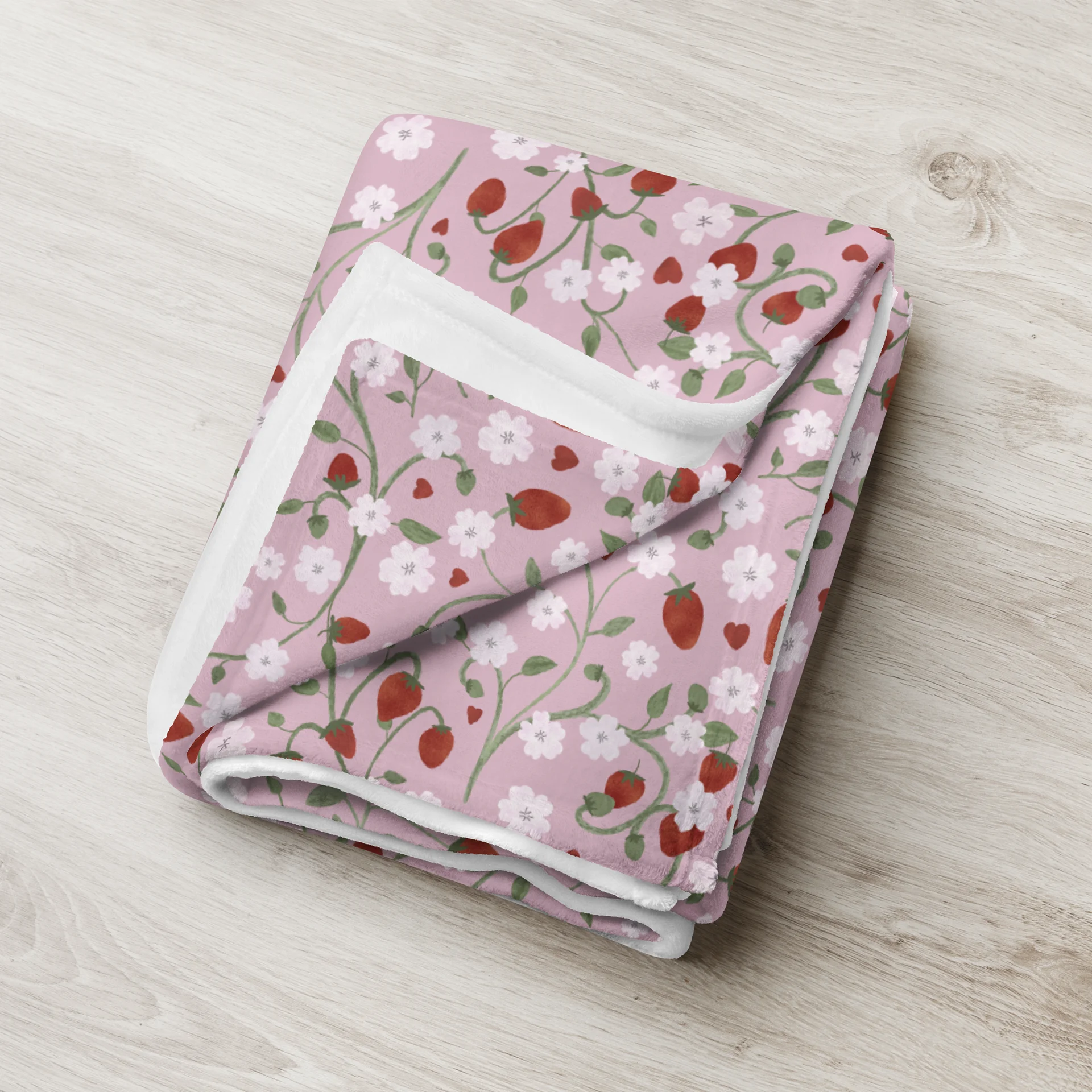 Strawberry Fields Forever Pink Throw Blanket product image (8)