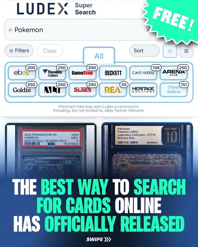 Ludex is proud to announce our newest utility: Ludex Super Search! What is Ludex Super Search you might ask? It's the best place to make one search for a card and get back results for 23 different marketplaces. No longer do you have to open a tab for each and every marketplace to look for that card you're hunting. Now just do it in one search! Ludex Super Search is free to use and no login whatsoever required. Head on over to the link in our bio to get started with Ludex Super Search!