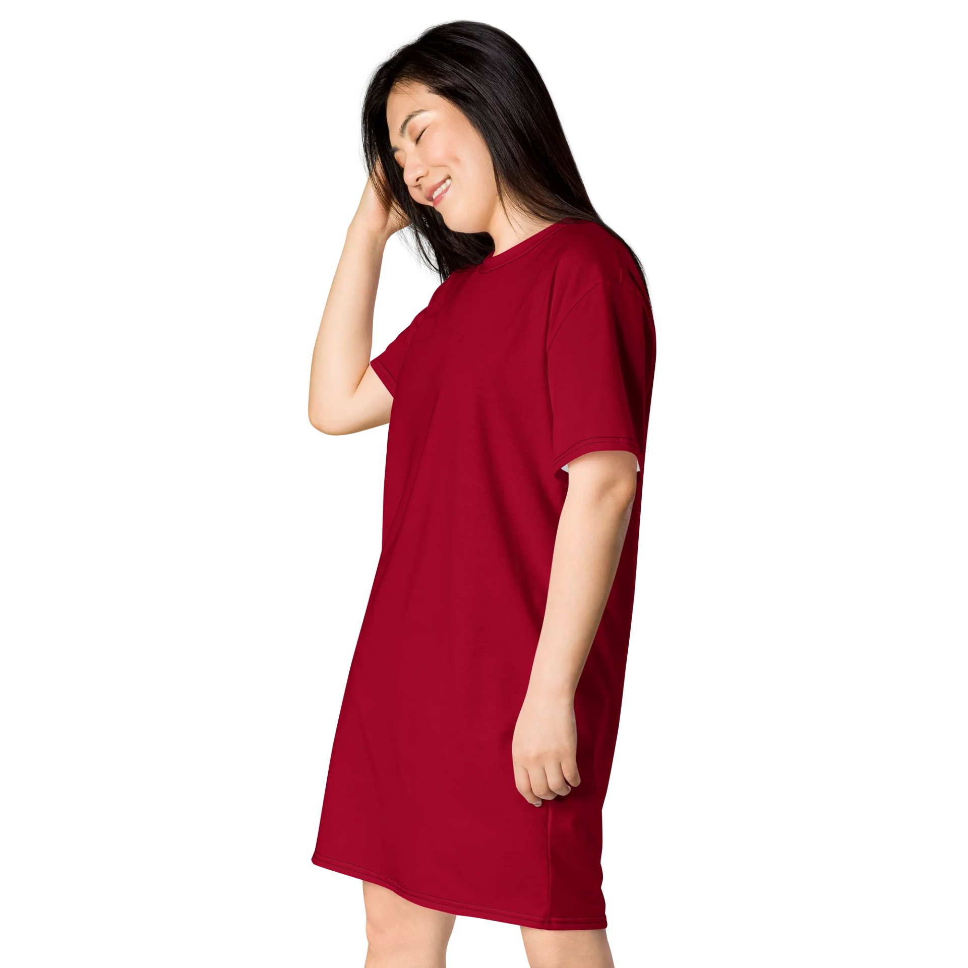 Carmine Oversized T-Shirt Dress | Stretchy Fabric | Casual or Formal Style | Sizes 2XS-6XL | Exclusive Design product image (3)