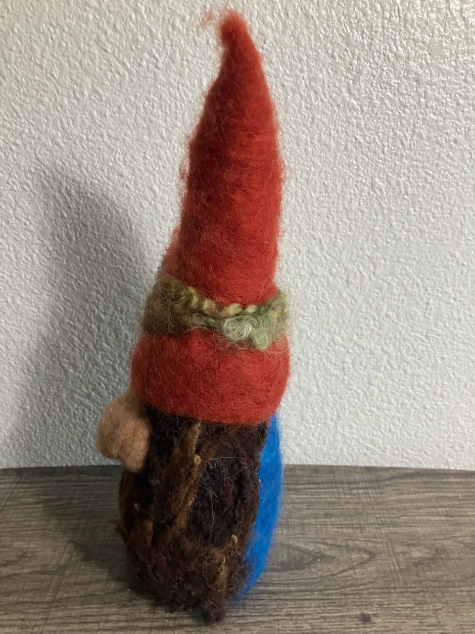Hand-Felted Wool Gnome - Artisan Forest Spirit -Heirloom Sculpture- Burnt Orange Hat product image (5)