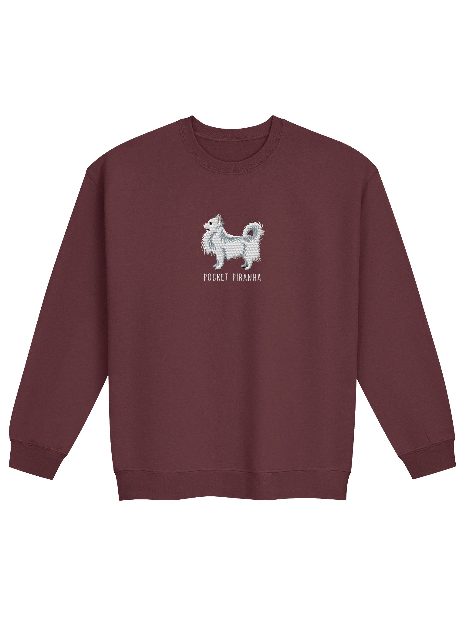 Pocket Piranha Sweatshirt (Embroidered) of a Longhaired Chihuahua(White) product image (4)