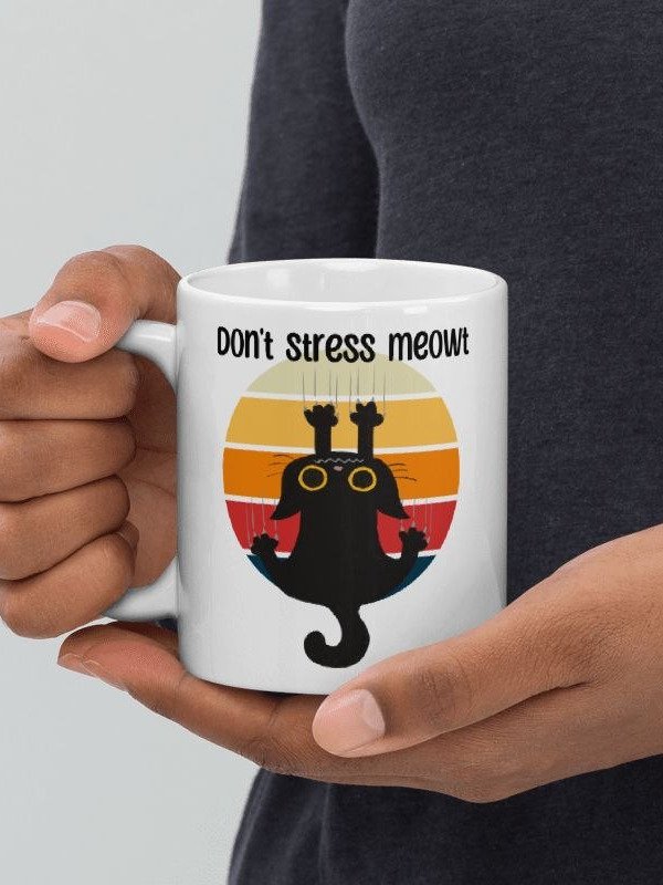 Sunset Cat Scratch White Glossy Mug product image (2)