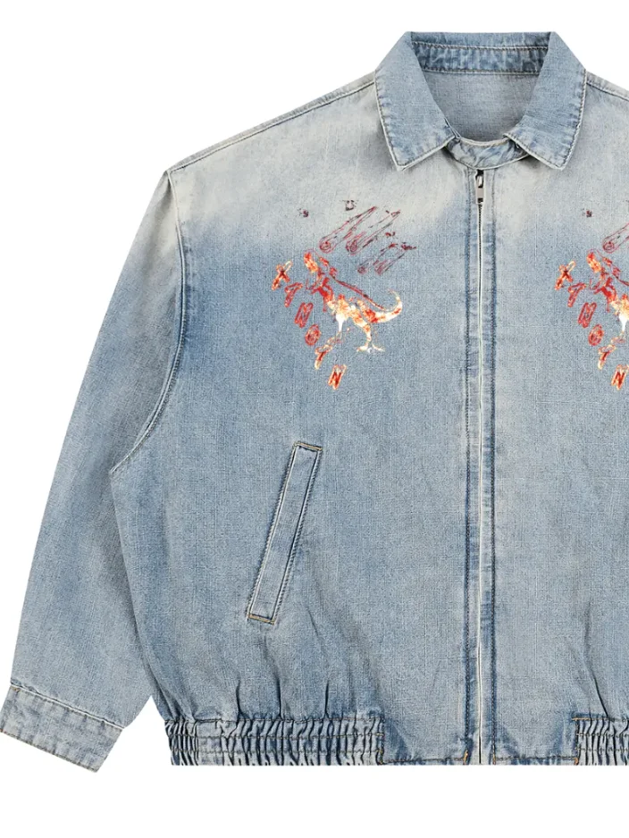 Unisex Vintage Wash Full-Zip Denim Jacket product image (1)