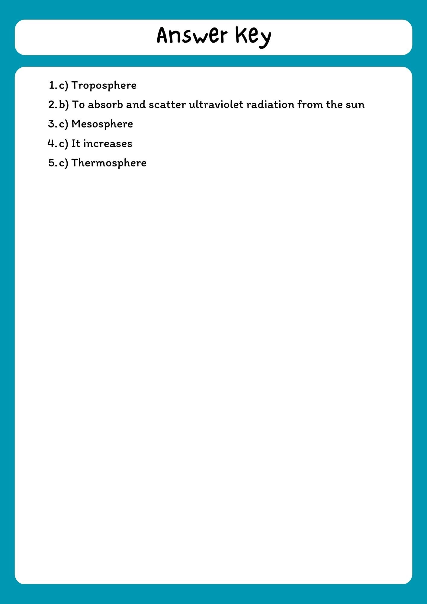 Layers of the Atmosphere Reading Passage with Comprehension Questions product image (3)