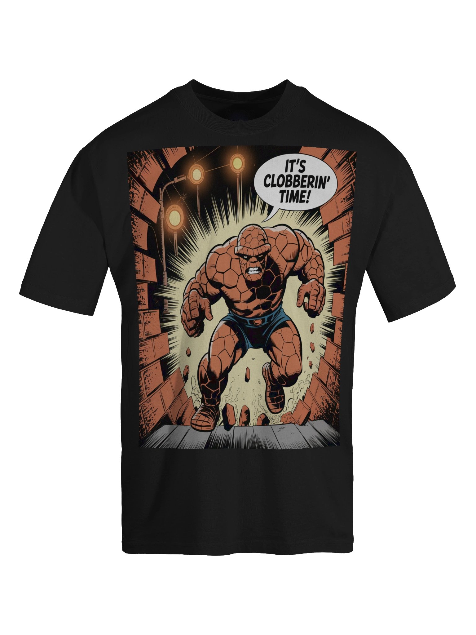 The Thing Clobberin' Time Oversized Faded T-Shirt – Orange Rock Rampage product image (1)