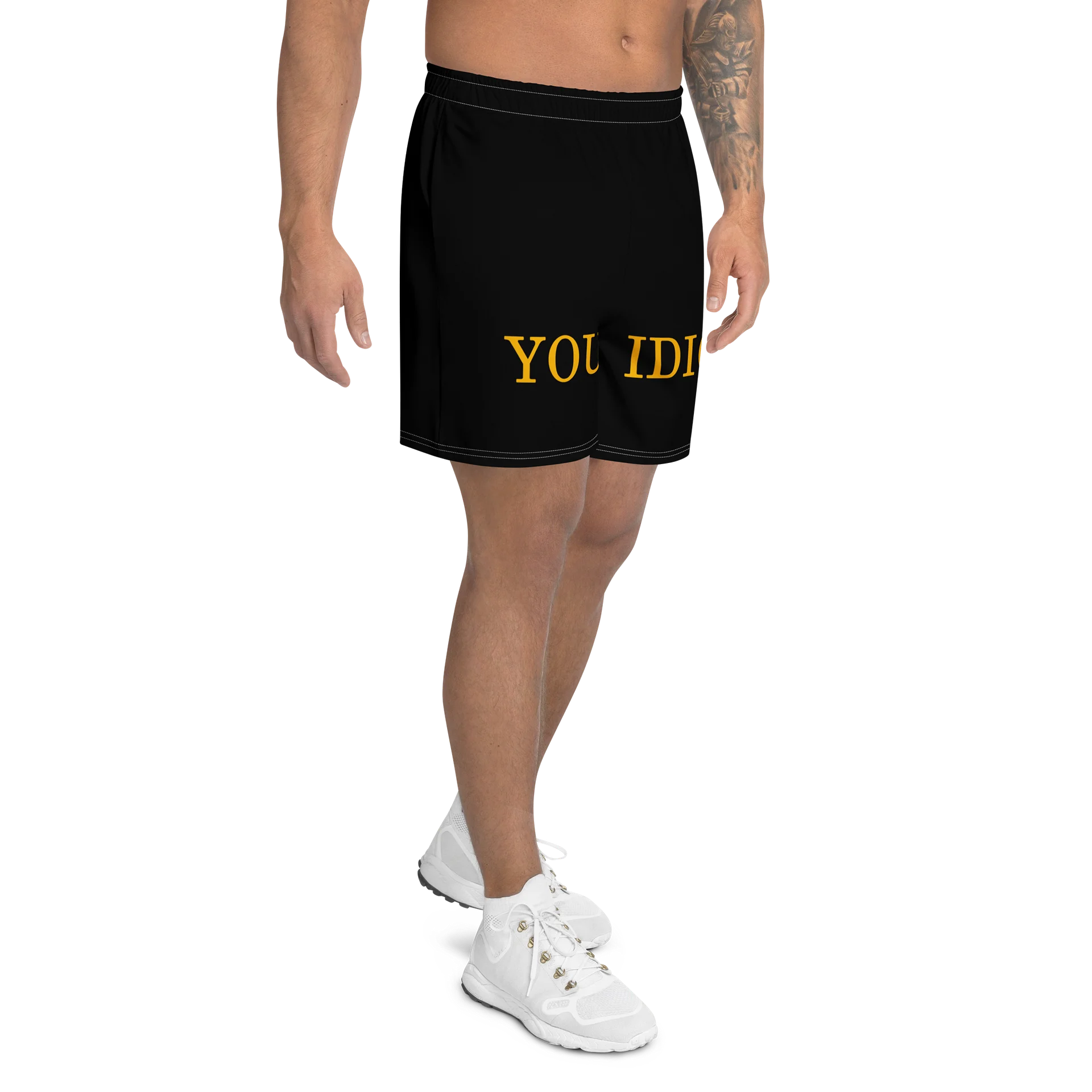 YOU IDIOT Gold Text Athletic Shorts product image (2)
