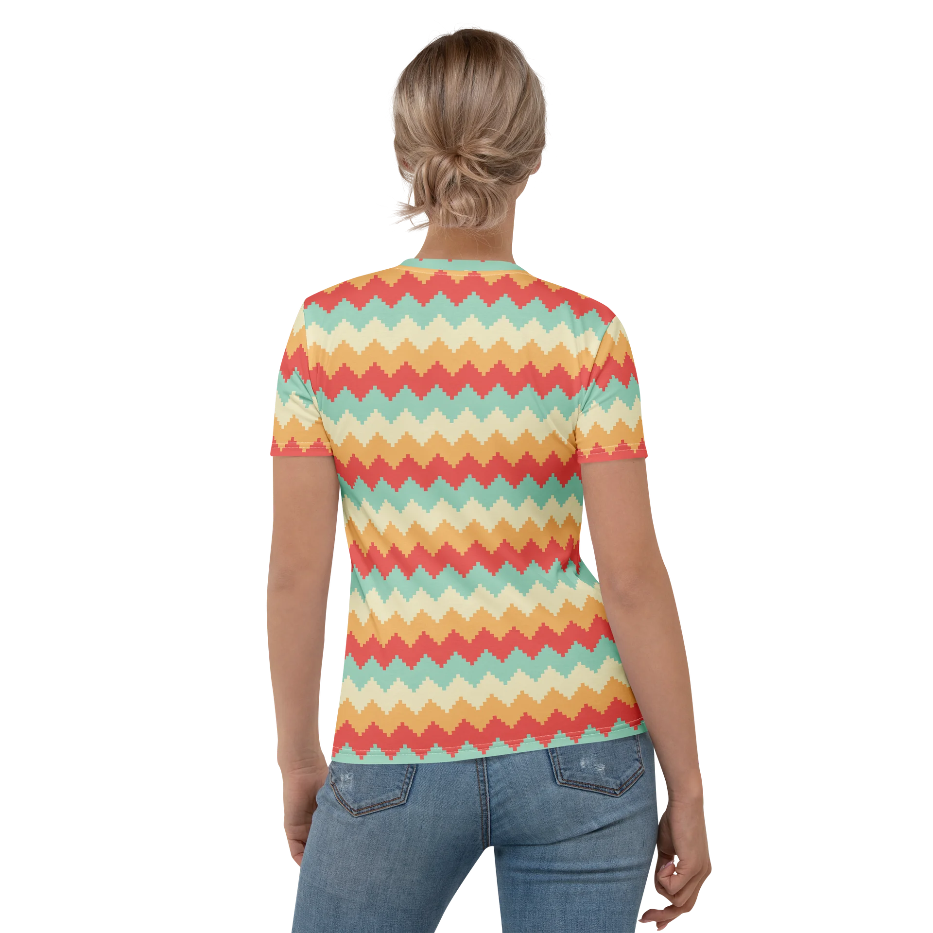 Colorful Chevron Zigzag Women's Crew Neck T-Shirt product image (2)