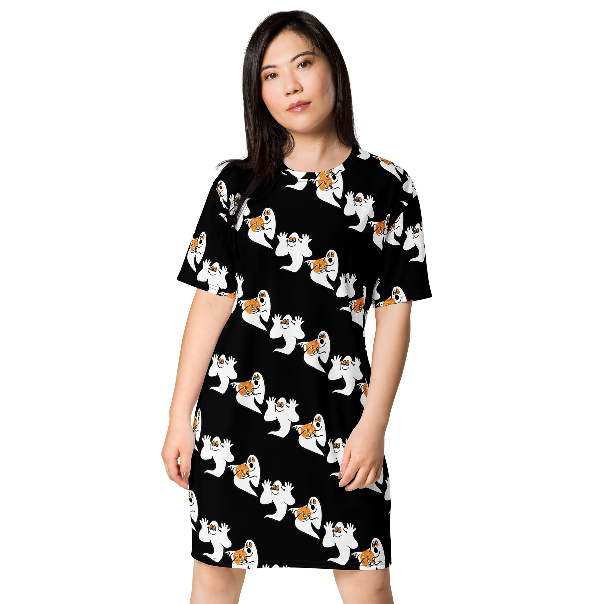 Spooky Ghost Print T-Shirt Dress product image (1)