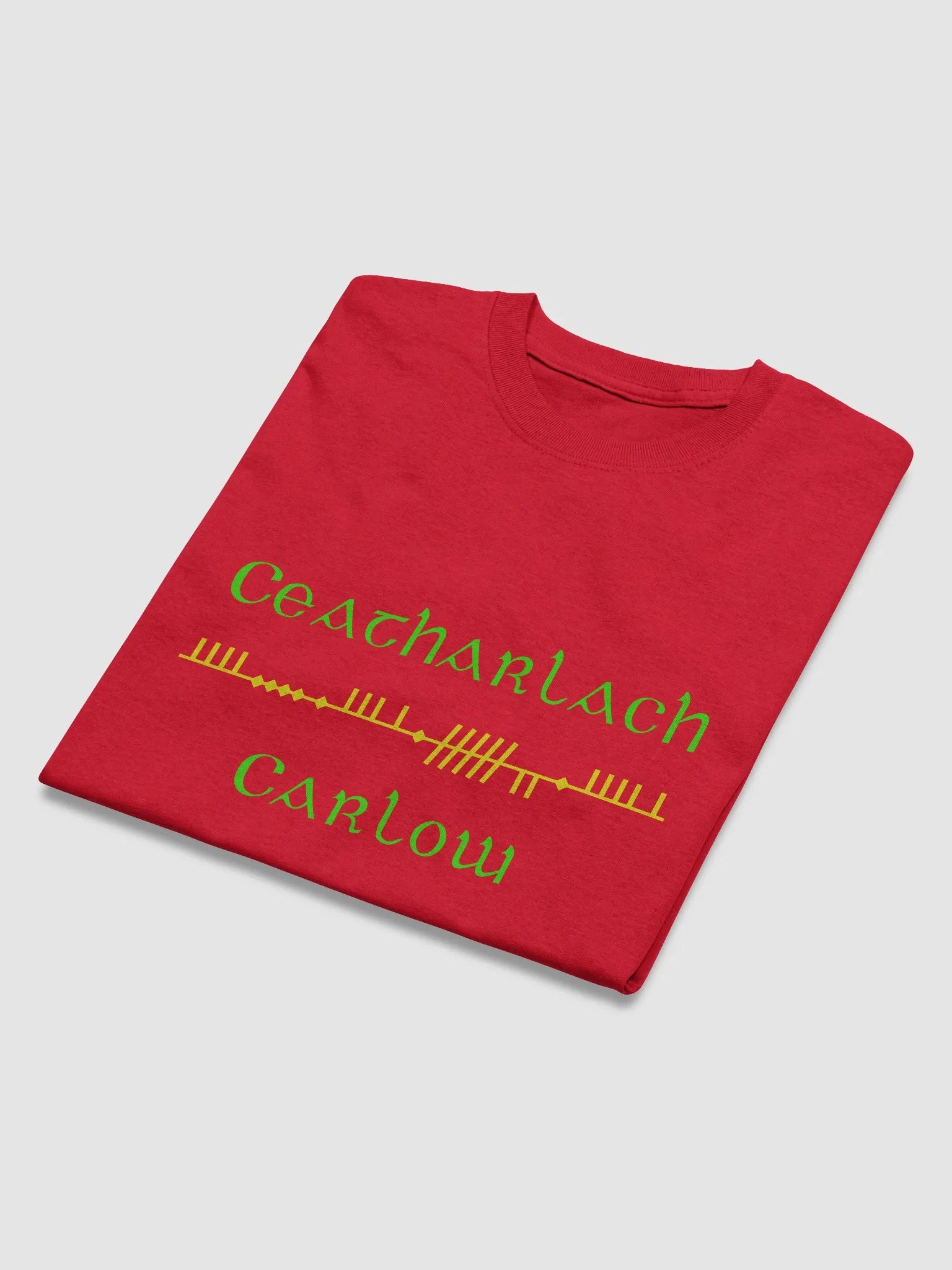 Carlow/Ceatharlach, Scholastic Style Ogham Red Printed T-shirt product image (4)