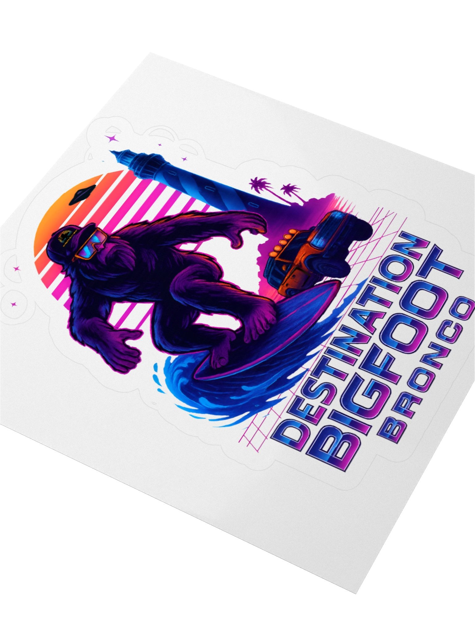 Destination Bigfoot Bronco Synthwave Logo Decal (Multiple Sizes Available) product image (9)