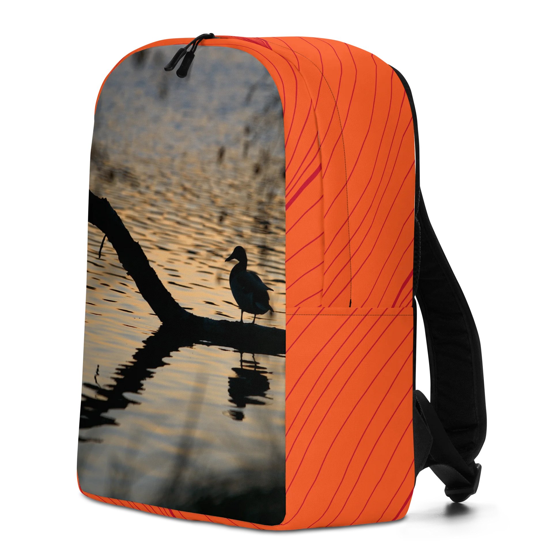 Design-backpack - Silhouette of a duck on a branch in the water (Light-colored Design) product image (4)