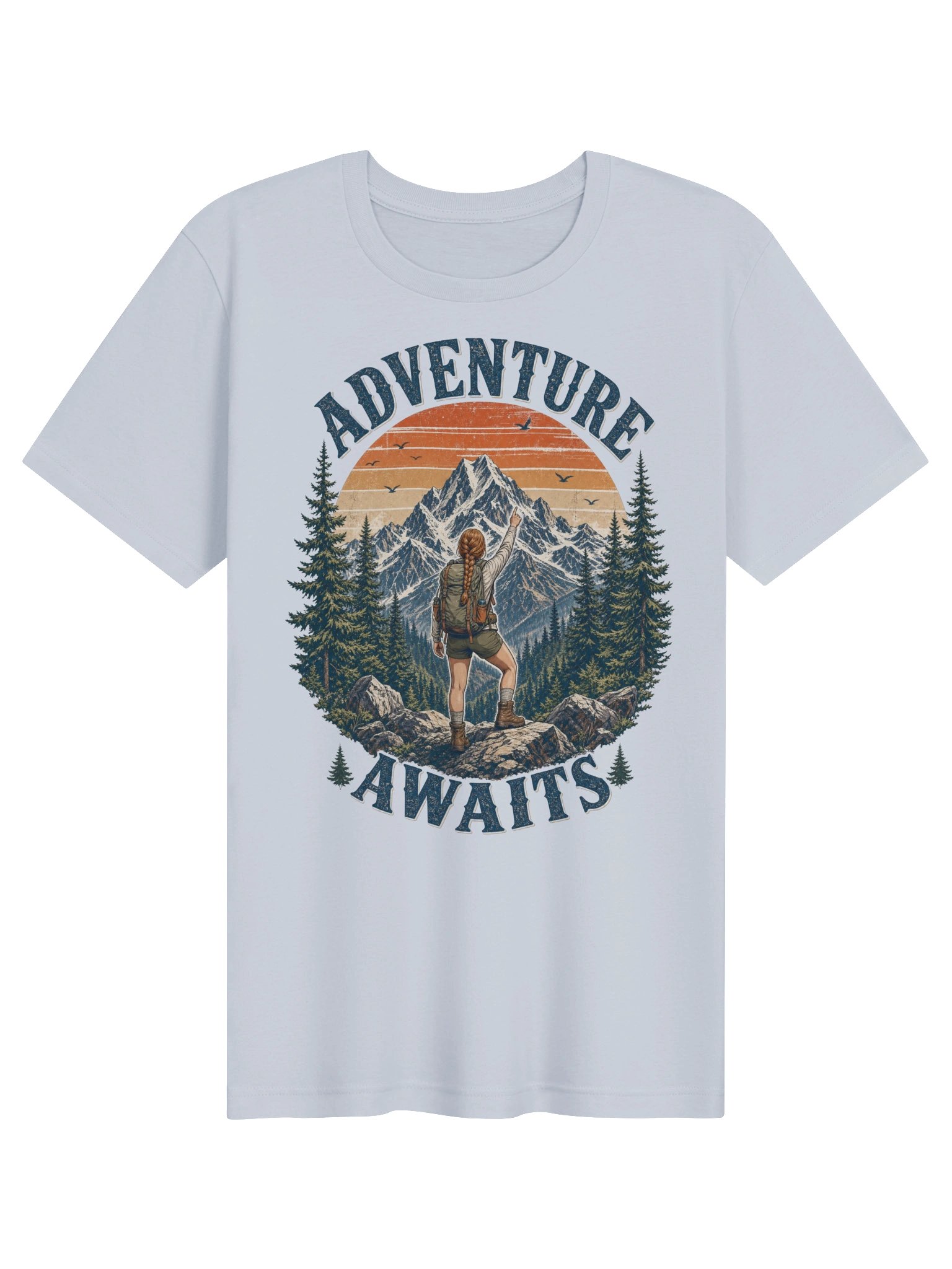 Adventure Awaits Retro Mountain Hiking Tee product image (3)