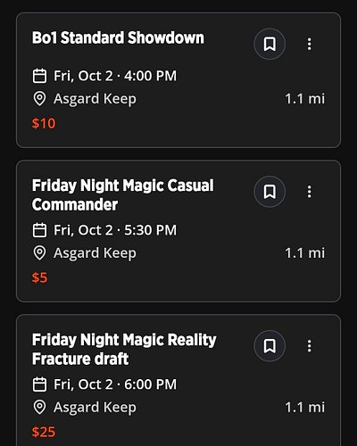 Tonight's events. 
We trying something new where we are moving the Standard Showdown to early Friday and playing Bo1.
