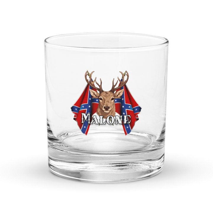 "Malone" Last Name Rebel Redneck Deer - Rocks Glass product image (1)