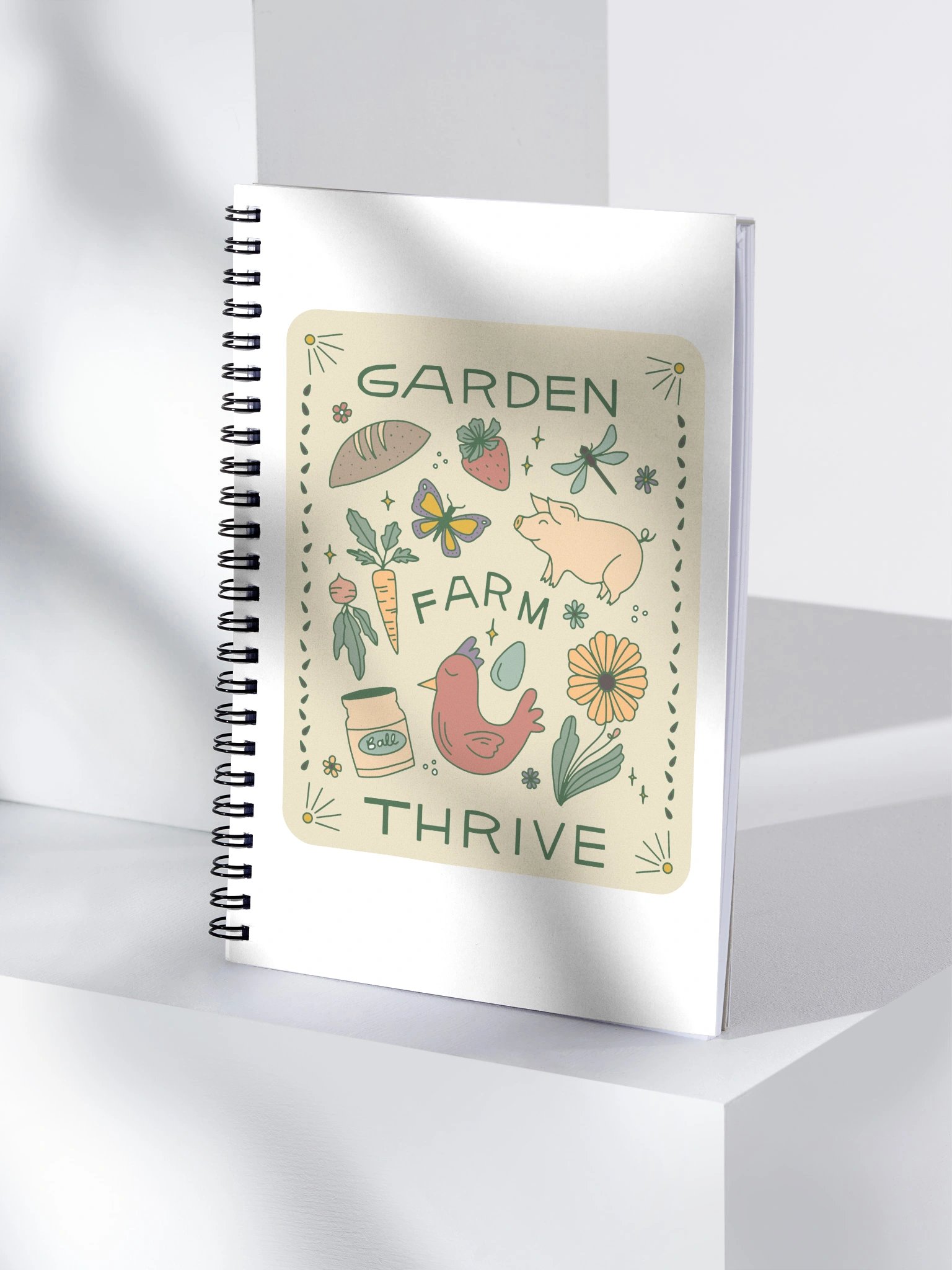 Tan Garden. Farm. Thrive. Illustrated Notebook product image (4)