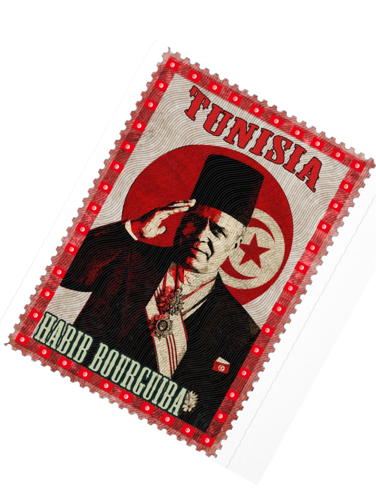 Habib Bourguiba Tunisia Vintage Postage Stamp Sticker product image (5)