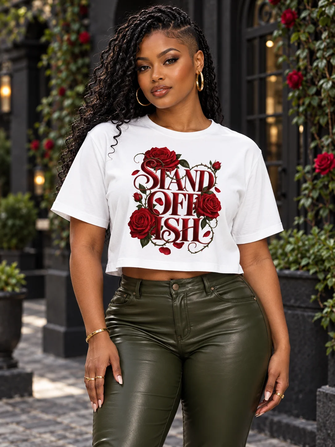 Stand Off Ish — Soft Petals, Sharp Boundaries Crop Tee - White product image (1)