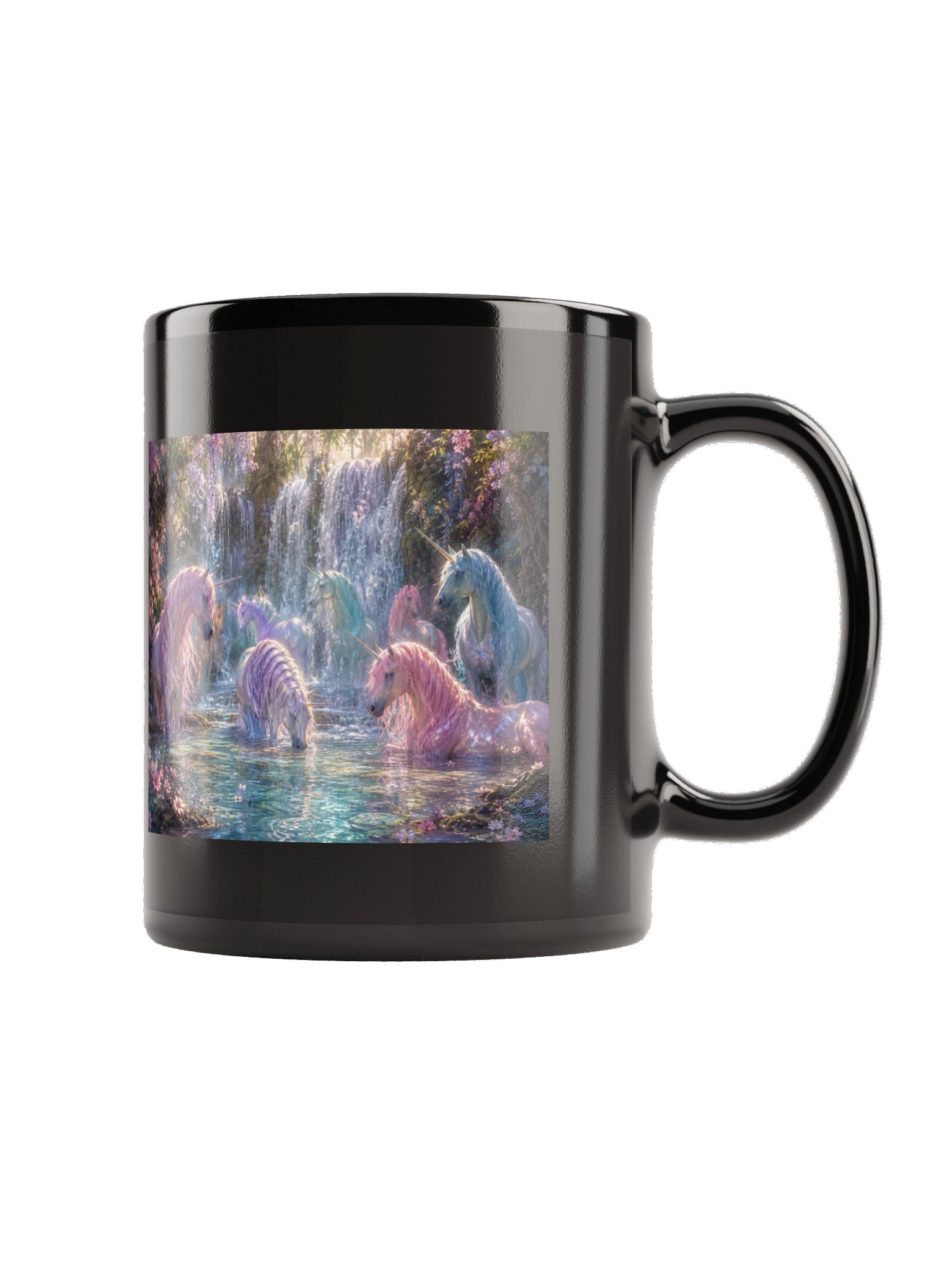 Waterfall Unicorns Black Glossy Mug product image (9)