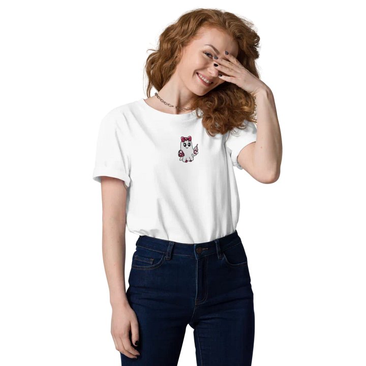 Cute Ghost Embroidered Organic Cotton Regular Fit T-Shirt product image (2)