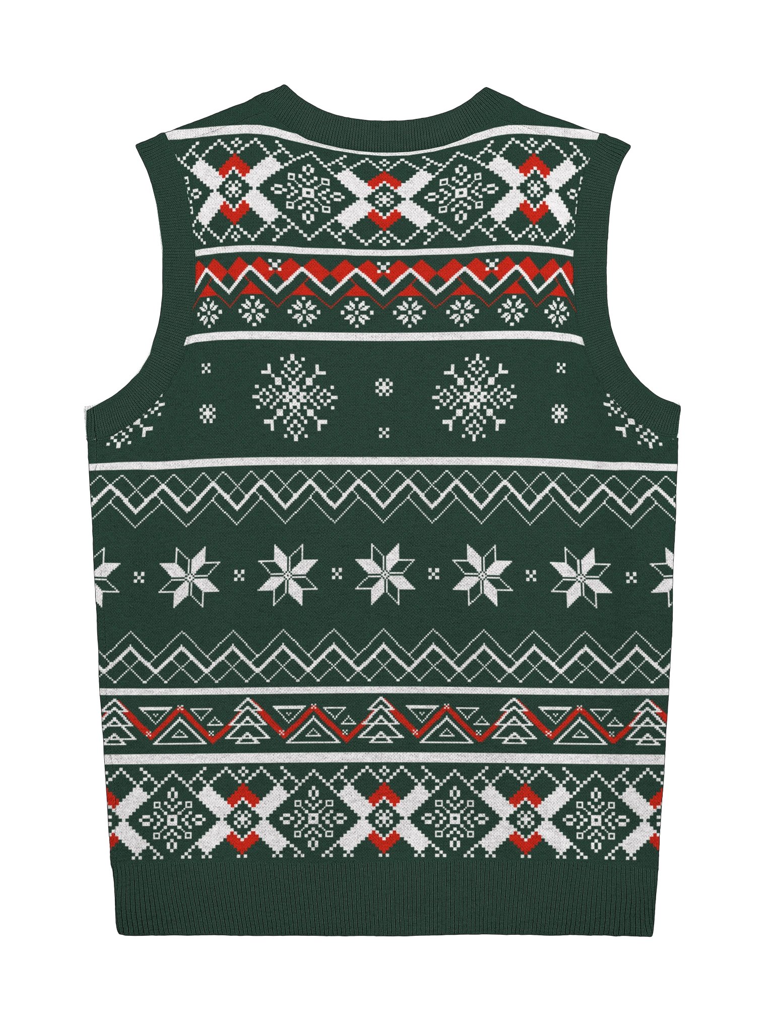 Knitted V-neck Vest (Green/Red) product image (2)