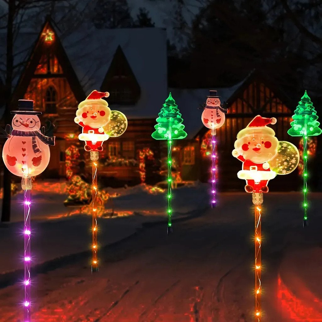 6 Luces Navideñas Solares: Decoración De Muñeco De Nieve product image (5)