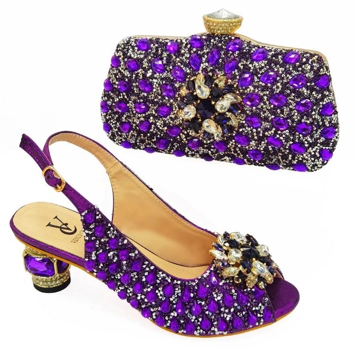 Luxury Italian Women's Rhinestone Shoes and Matching Bag Set – Elegant Platform Block Heel Sandals with Crystal Evening Clutch for Weddings, Parties & Special Occasions product image (5)