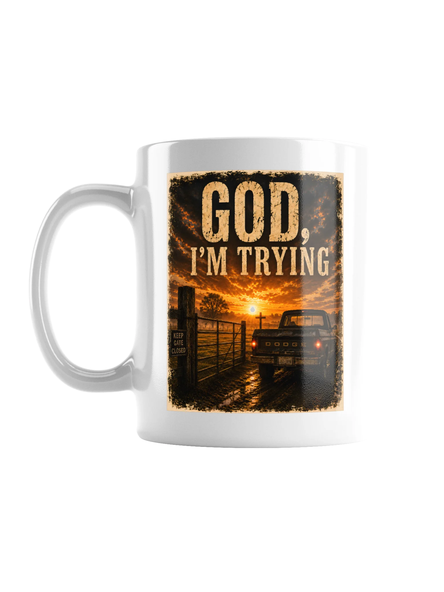 God, I'm Trying 11 oz Coffee Mug product image (1)
