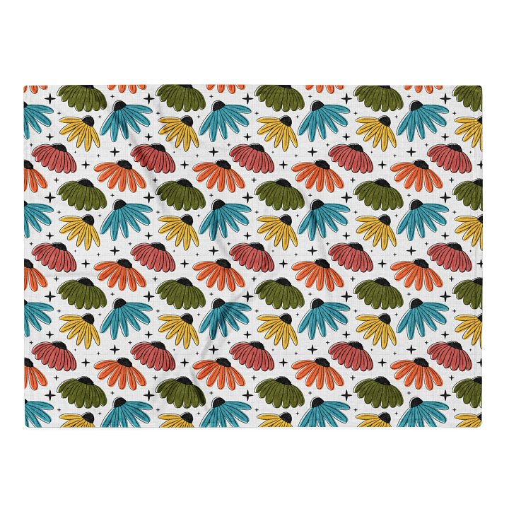 Retro Halftone Coneflowers Throw Blanket product image (1)