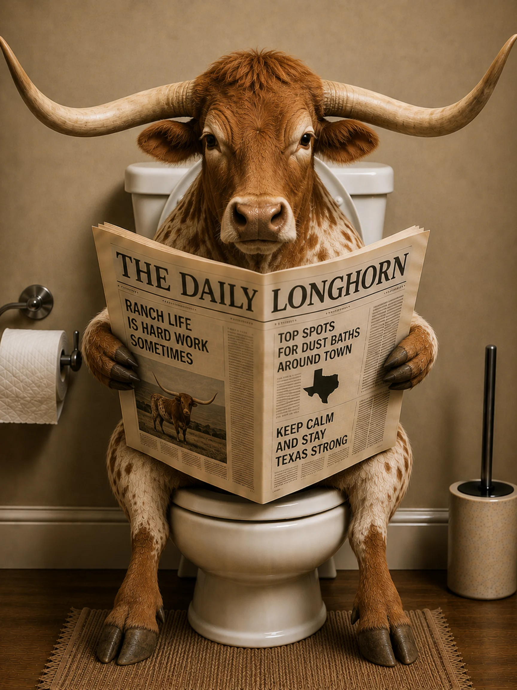 Longhorn on the Toilet Poster product image (1)