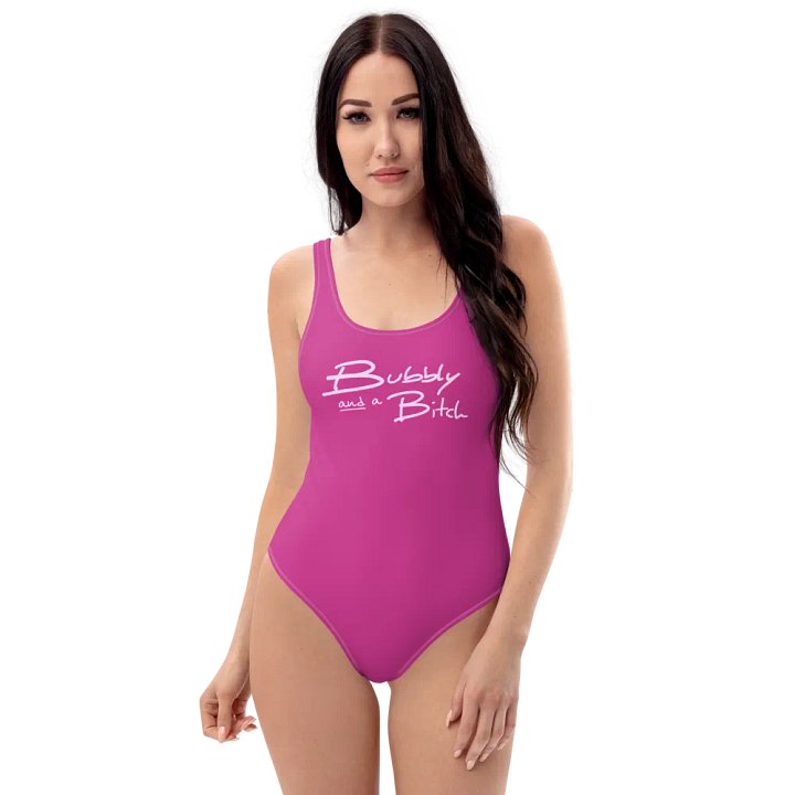 Bubbly and a B*tch (duotone pink) one piece swimsuit product image (2)