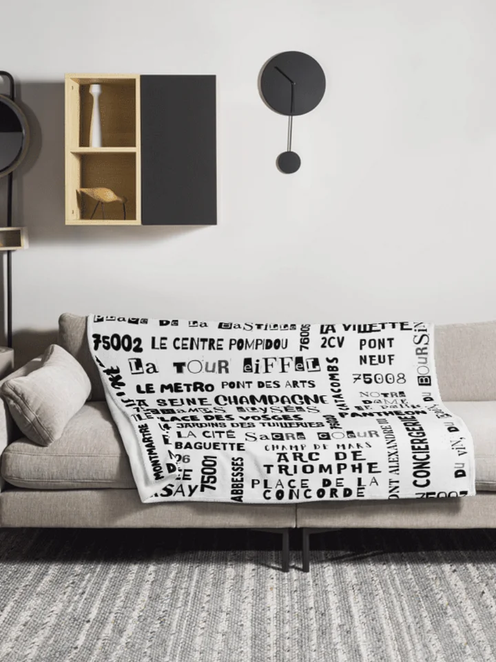 PARIS WORDS - BLANKET - 2 SIZES B&W product image (1)