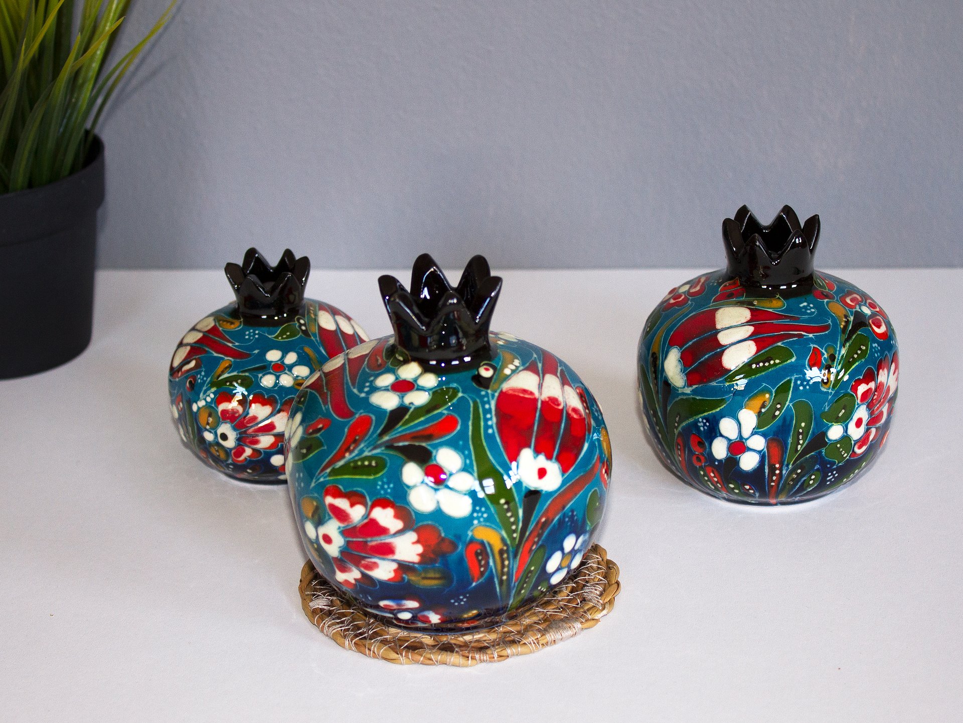 Decor 3-piece Pomegranate Handmade Ceramic set — handmade pottery product image (4)
