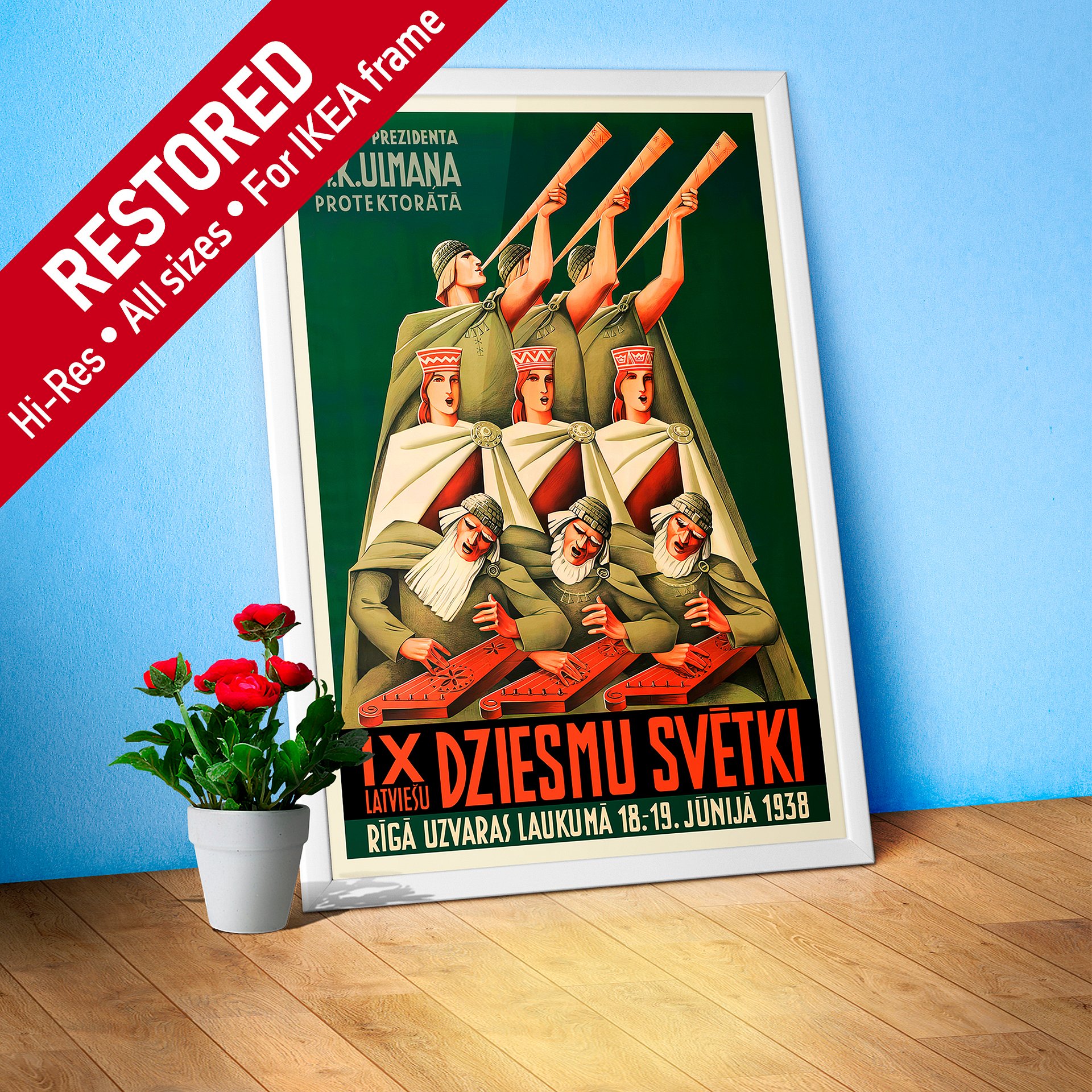 Latvia retro poster, 1938 — retro vintage travel poster, retro travel art, retro travel wall art product image (1)