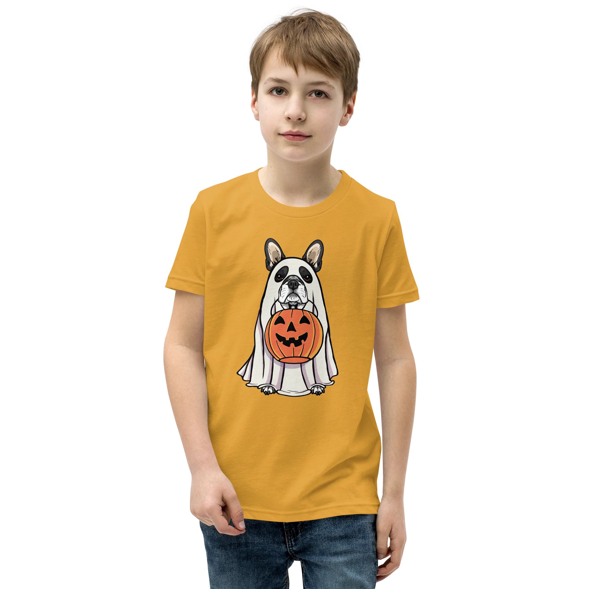 Halloween Boston Terrier(Black & White) Youth T-Shirt product image (1)
