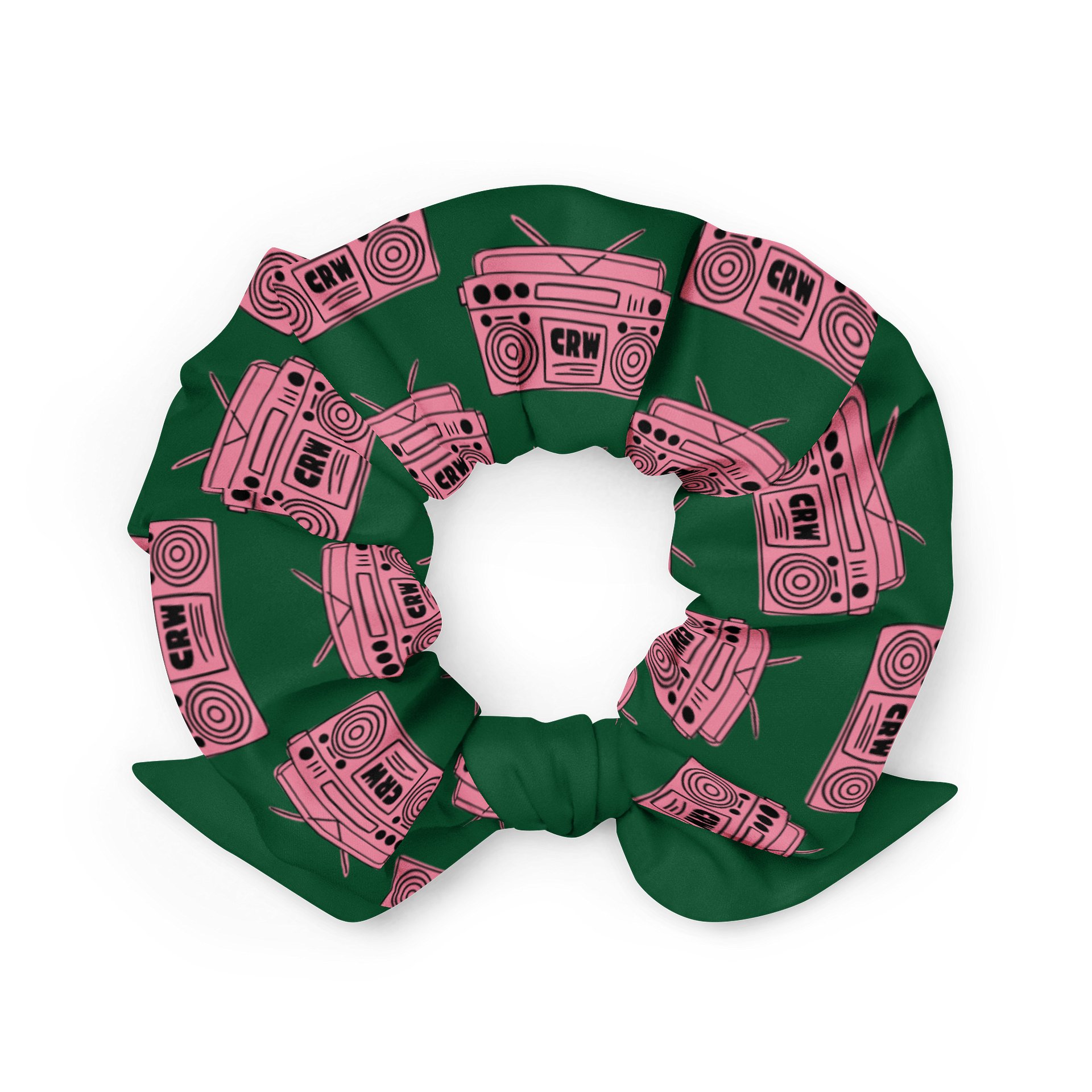 The "Studio-Ready" Logo Scrunchie - Emerald & Pink Boombox Edition product image (2)