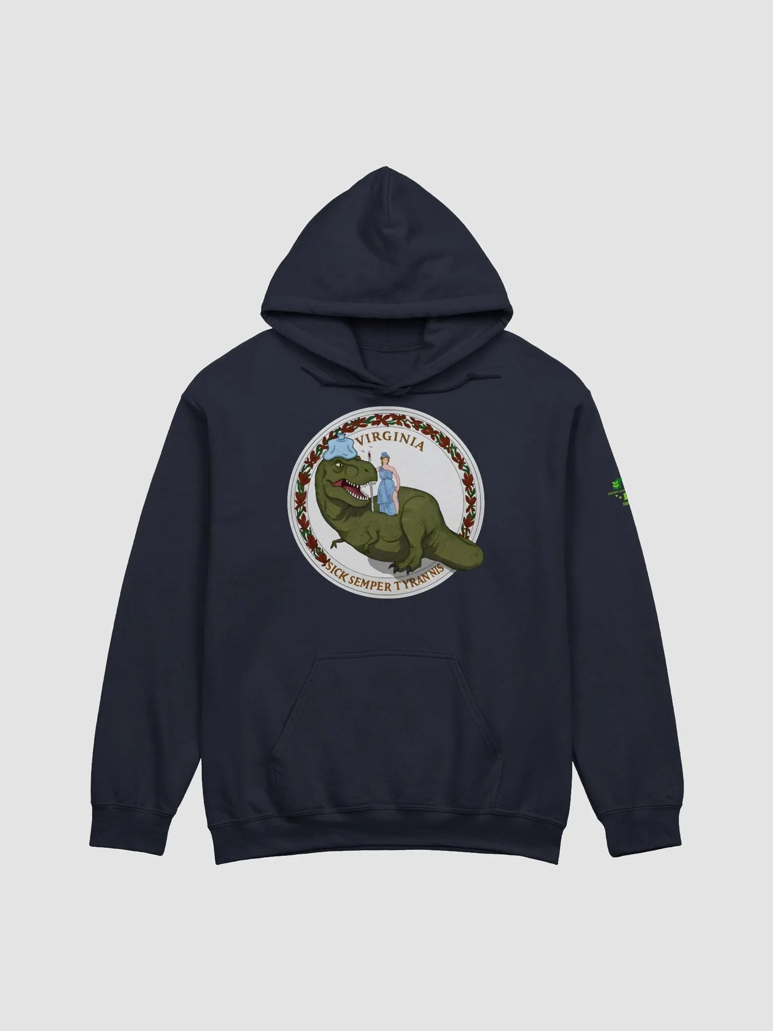 Sick Semper Tyrannis - Virginia State Flag Seal with Dinosaur Hoodie product image (4)