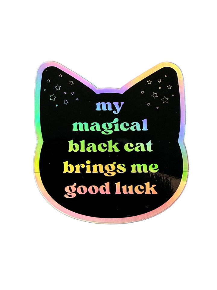 Magical Black Cat holographic sticker product image (1)