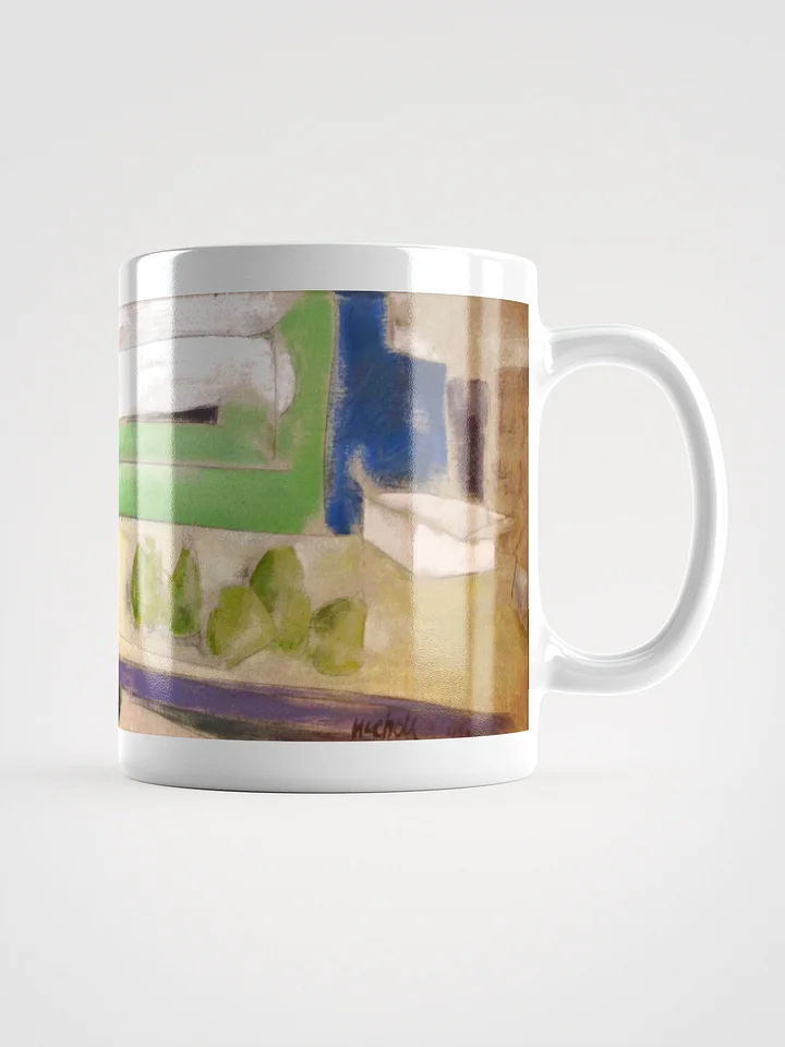 Twelve Pears on a Studio Bench (1986) on White Glossy Mug product image (1)