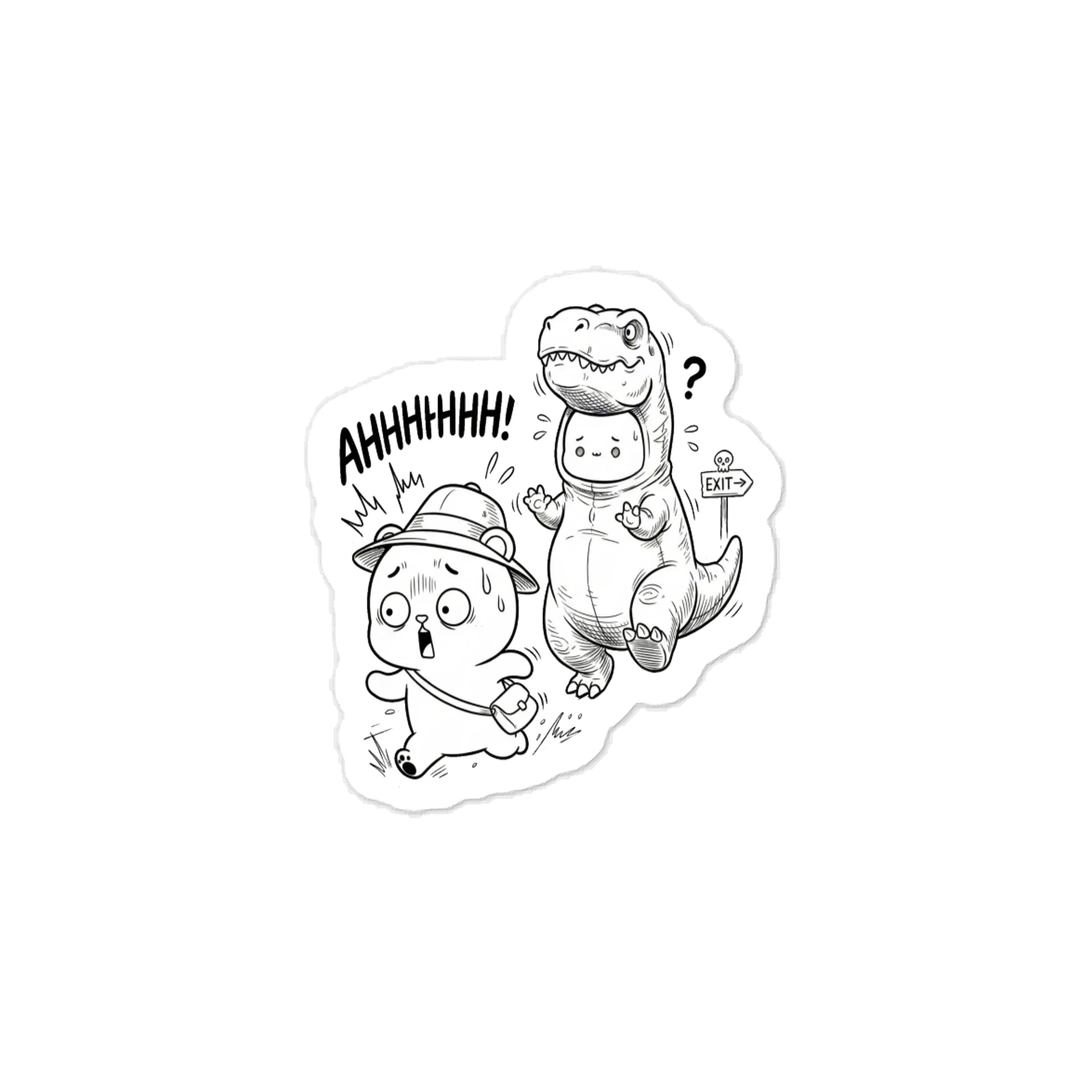 ​"AHHHHHH!" Jurassic Panic — Bear vs. Dino Costume Sticker product image (1)