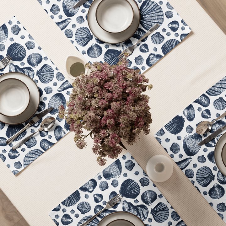 New England Tidal Treasures Placemats – Navy on White, Set of 4 | MONIQUE FAELLA DESIGNS™ product image (2)