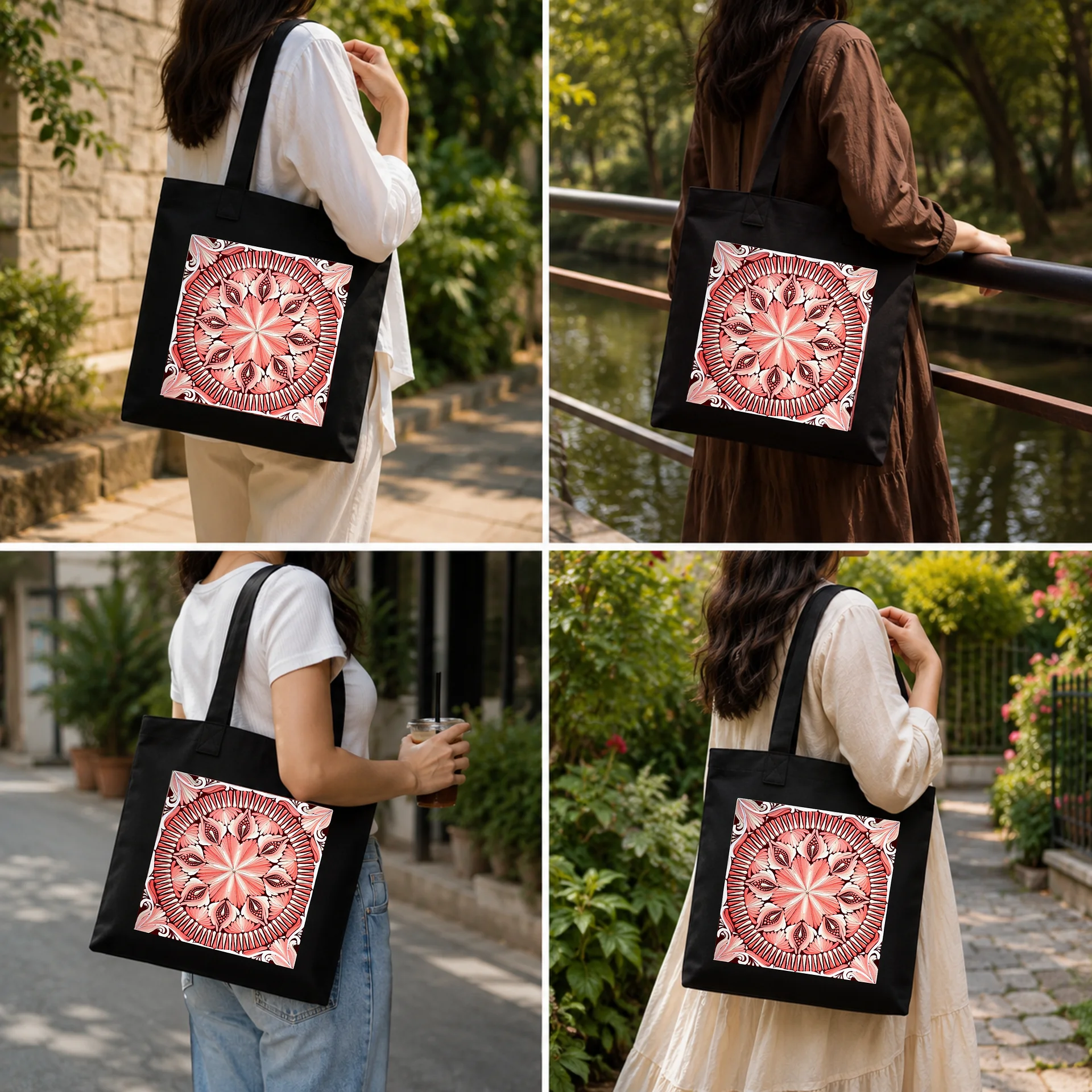 Pink Mandala Art Print Canvas Tote Bag product image (4)