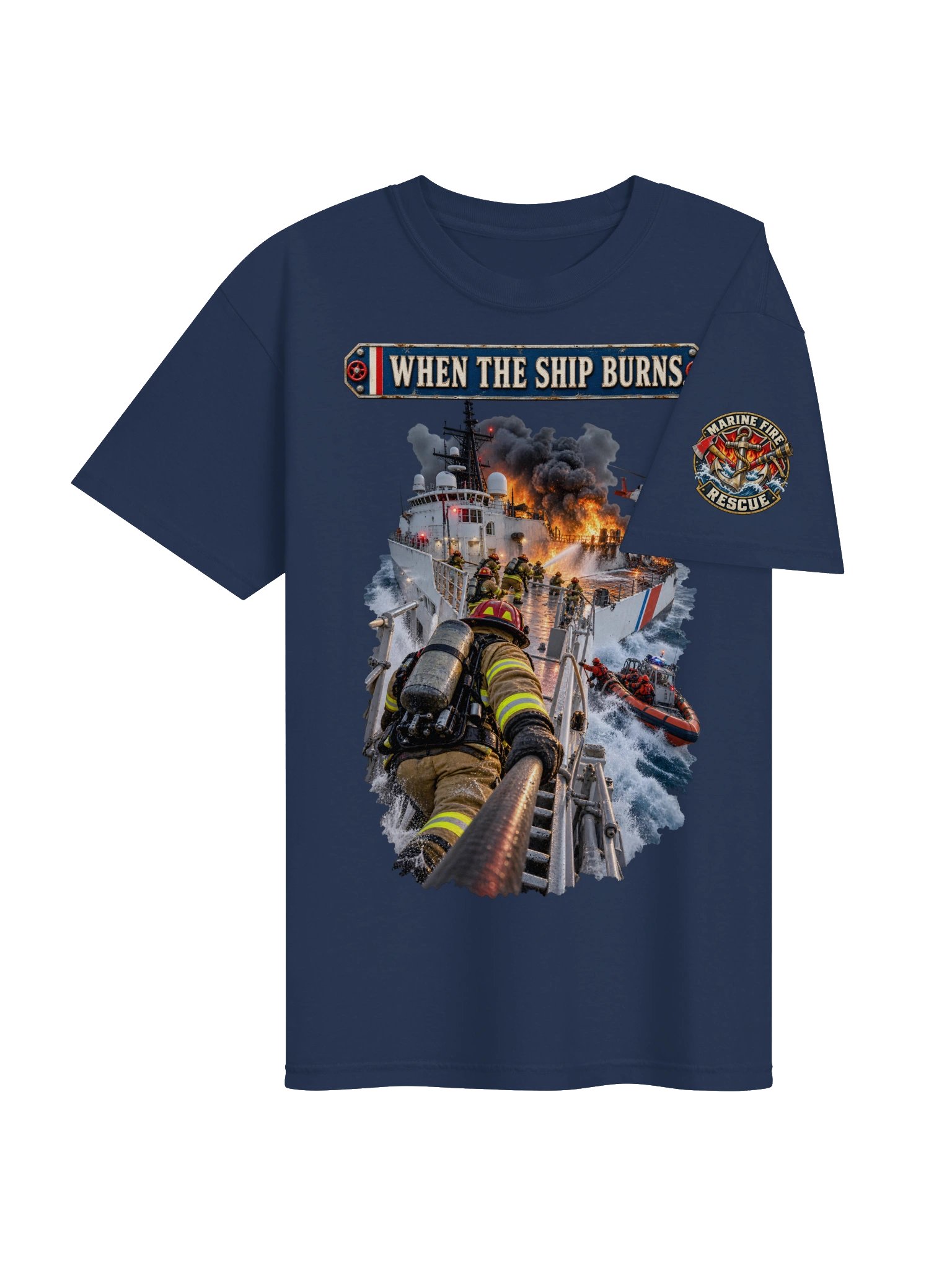 When the Ship Burns, Everyone Fights T-Shirt | FLAT OUT BROKEN™ product image (6)